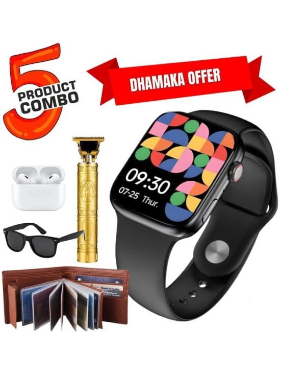 5 in 1 Combo Pack of Smartwatch, Bluetooth Earbuds, Trimmer, Sunglasses & Wallet