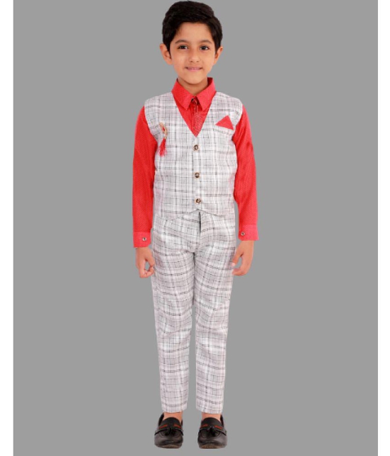 DKGF Fashion - Red Cotton Blend Boys Shirt & Pants ( Pack of 1 ) - None