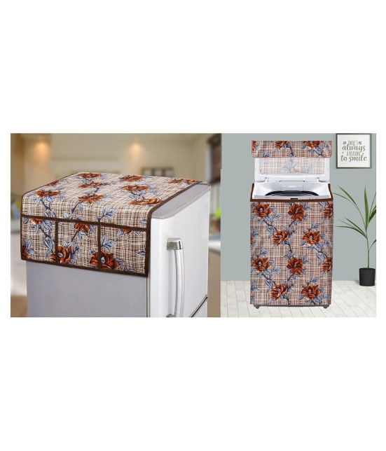 E-Retailer Set of 2 Polyester Brown Washing Machine Cover for Universal Top Load - Brown