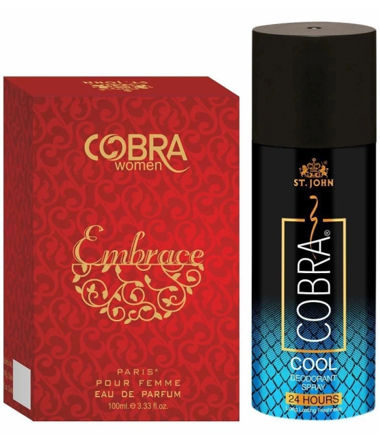 ST.JOHN Cobra Deo Cool 150ml & Embrace 100ml Deodorant Spray & Perfume for Men 250 ml- Pack of 2