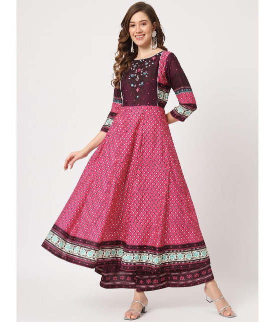 Pannkh - Magenta Rayon Womens Anarkali Kurti ( Pack of 1 ) - None