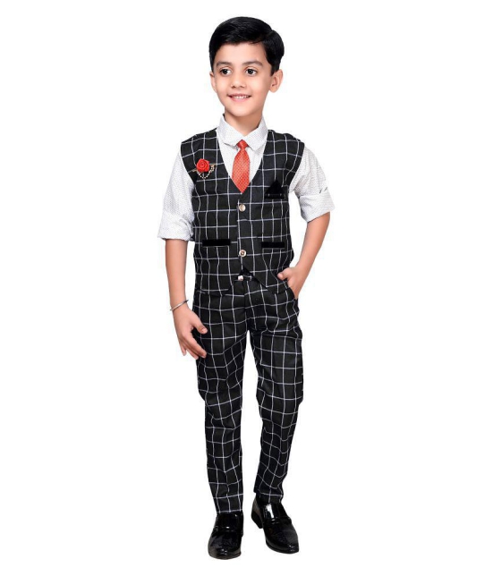 Ahhaaaa Kids Ethnic Wear Cotton Blend Waistcoat Shirt and Trouser Set for Boys - None