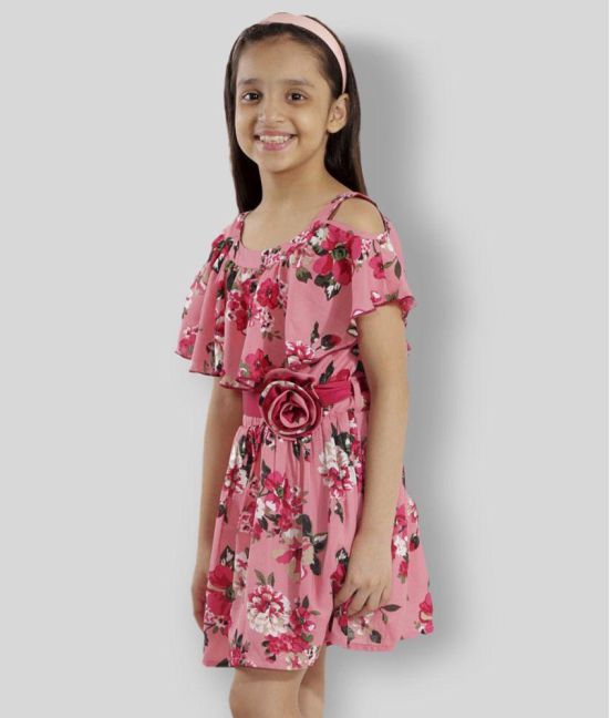 Kids Cave - Pink Crepe Girl's A-line Dress ( Pack of 1 ) - None