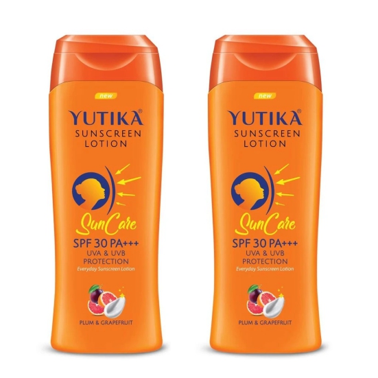 Yuthika Sunscreen Lotion SPF 30 PA+++ with UVA & UVB Protection, Sun Cream for All Skin Types - 100ml Pack of 2