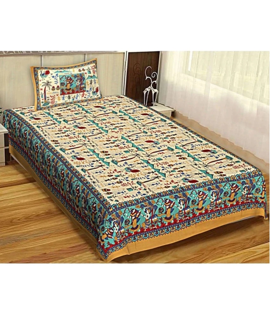 unique choice Cotton Ethnic Printed Single Bedsheet with 1 Pillow Cover - Brown - Brown