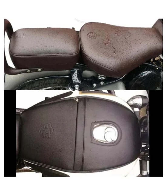 Fancy Seat Cover Brown  With Tank Cover Brown Combo For Royal Enfield Classic , Classic Chrome , Classic 350/500CC