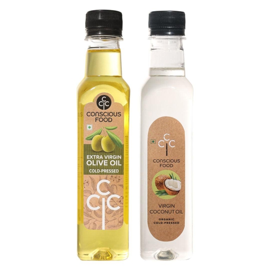 Pack of Extra Virgin Olive Oil - 250ml & Virgin Coconut Oil - 250ml-Bundle