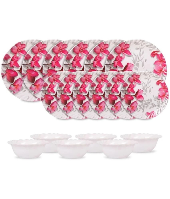 HomePro Royal Dinner Plates With Bowl Pink Melamine Dinner Set ( Pack of 12 ) - Pink