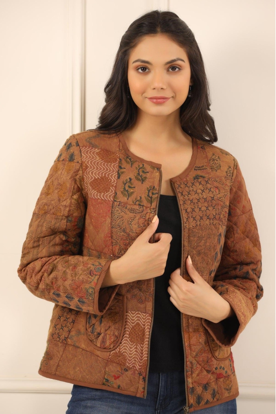 Printed women quilted  jacket-XL