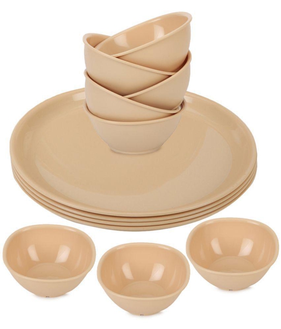 HOMETALES - Beige Plastic Dinner Set ( Pack of 12 ) - Beige