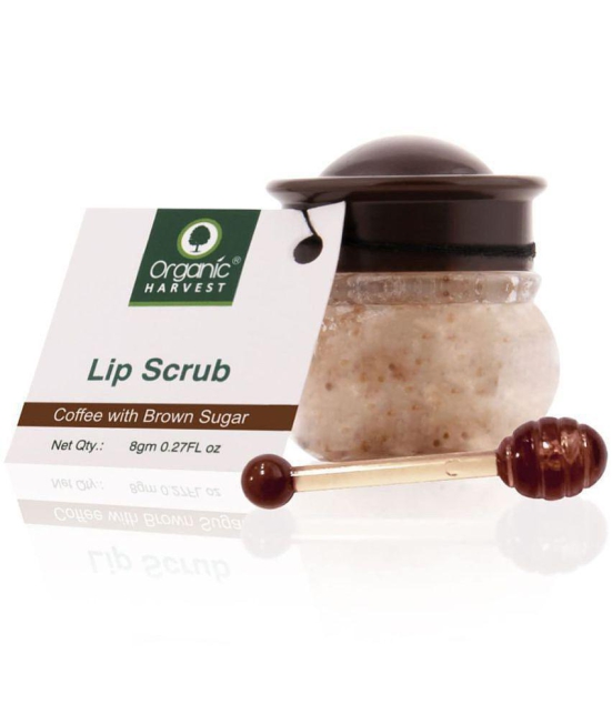 Organic Harvest Lip Scrub with Coffee Extracts, For Lightening & Brightening Dull Lips, Infused with Natural Products to Repair Dark and Damaged Lips - 8gm