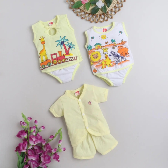 Newborn Baby Clothing Set of 3 Yellow - Aristocrat Yellow 