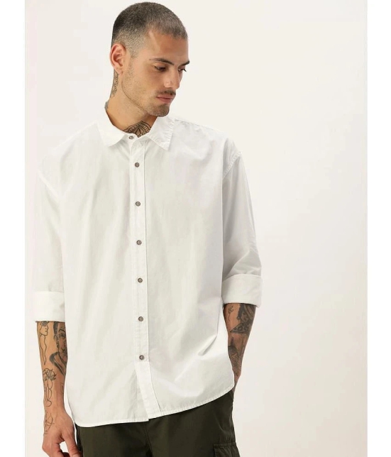 Bene Kleed 100% Cotton Oversized Fit Solids Full Sleeves Mens Casual Shirt - White ( Pack of 1 ) - None