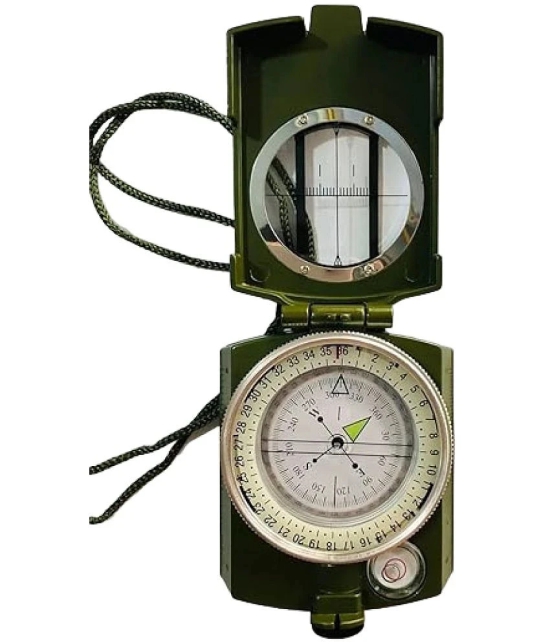 JGG Jain Gift Gallery Military Lensatic Prismatic Matte Compass (Army Green) Compass (Green)|| Professional High Accuracy Compass for Directions ||Sighting Waterproof and Shakeproof Compass