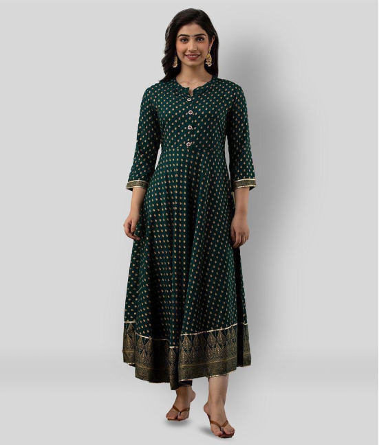 Lee Moda - Green Rayon Womens Flared Kurti ( Pack of 1 ) - M