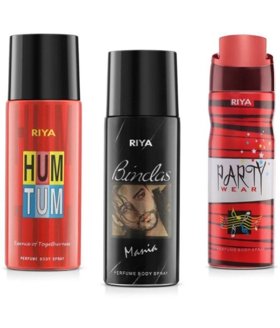 Riya Hum Tum & Bindas & Party Wear Perfume Body Spray for Unisex 150 ml ( Pack of 3 )