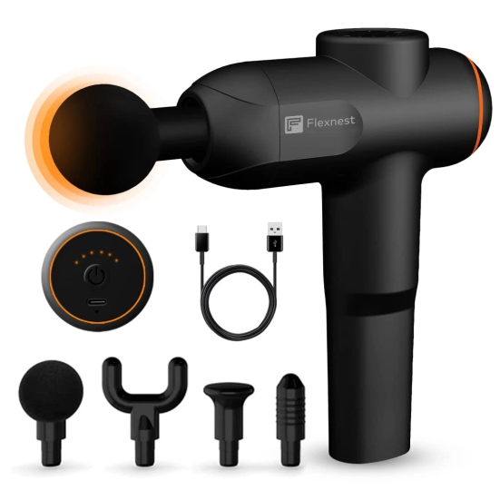 Flexnest Turbo Massage Gun with 4 Heads-Black