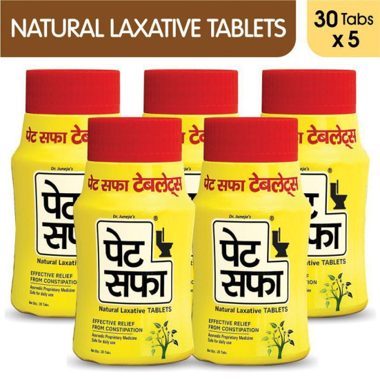 Pet Saffa Natural Laxative Tablets 30 Tablets, Pack of 5 (Helpful in Constipation, Gas, Acidity, Kabz), Ayurvedic Medicine