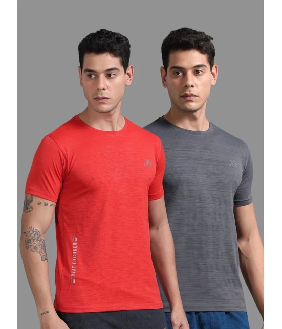 JILZ Polyester Regular Fit Printed Half Sleeves Men's T-Shirt - Multicolor ( Pack of 2 ) - None