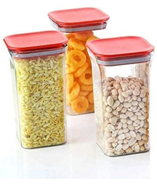 Analog kitchenware - Polyproplene Red Food Container ( Set of 3 - 1100 ) - Red