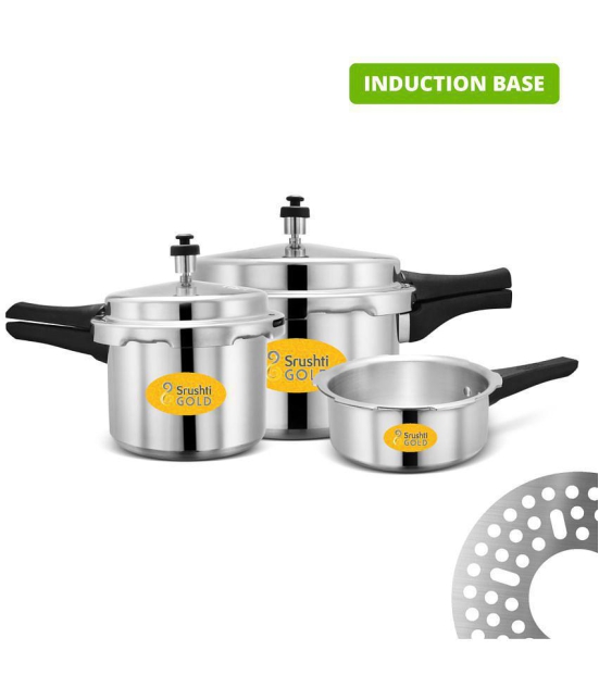 Srushti Gold 2L/3L/5L 5 L Aluminium OuterLid Pressure Cooker With Induction Base