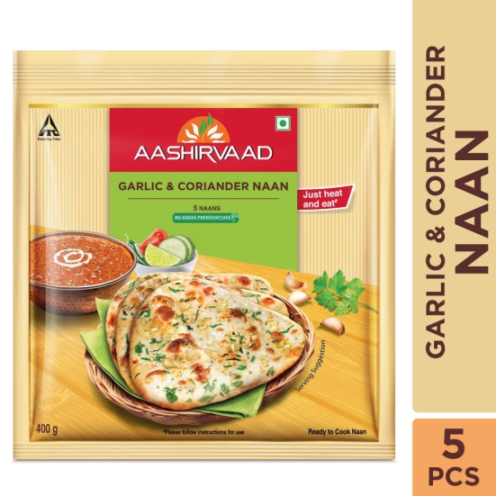 Aashirvaad Garlic Coriander Naan 400g-Aashirvaad Garlic Coriander Naan, 400g