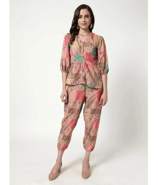 Zima Leto Womens Digital Printed Patchwork Style Top With Pant Set - None