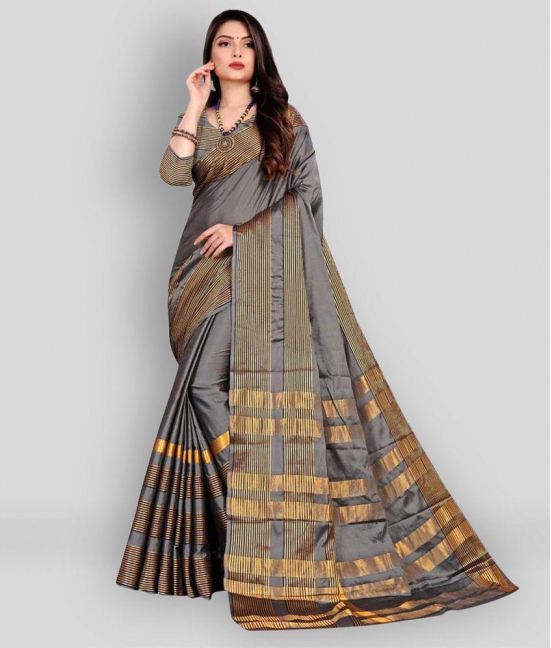 ofline selection - Grey Silk Blend Saree With Blouse Piece ( Pack of 1 ) - Grey