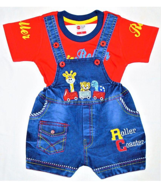 Wise Guys - Red Denim Baby Boy,Baby Girl Dungaree Sets ( Pack of 1 ) - None