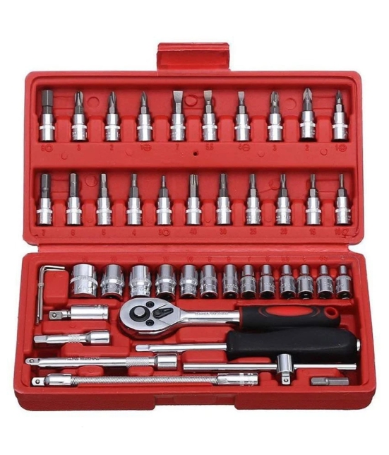 46 in 1 Pcs Tool Kit & Screwdriver and Socket Set Multi Purpose Combination Tool Case Precision Socket Set - Multicolor