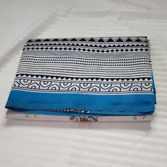 Cotton Saree White and Blue