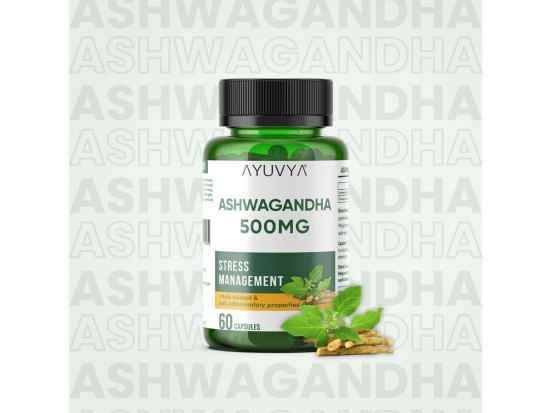 Ayuvya Ashwagandha Capsules || 500mg Pure Root Extract - Stress Relief, Energy Booster, Immunity Support & Muscle Strength, 60 Capsules