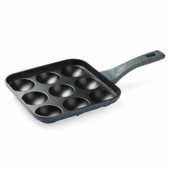 Premier Non stick Astral Paniyaram Square pan 9 Cavity with glass Lid