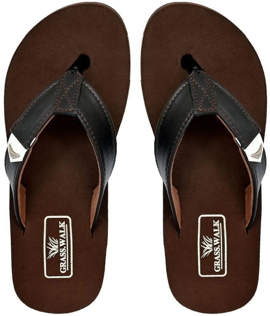 GRASS WALK Brown Mens Thong Flip Flop - None