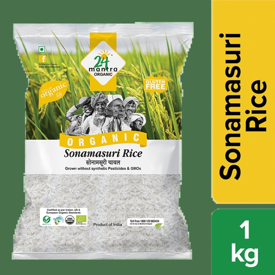 24 Mantra Organic Sonamasuri White Rice, 1 Kg