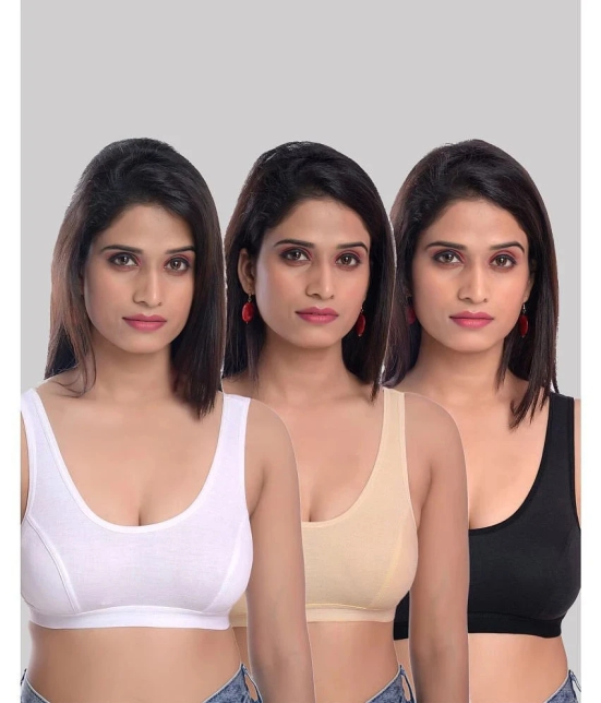 Kiran Enterprises Multicolor Cotton Non Padded Womens Everyday Bra ( Pack of 3 ) - None