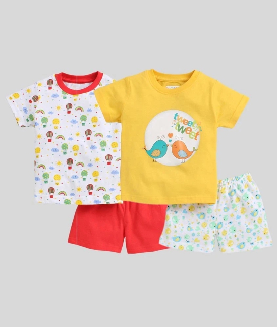 BUMZEE Red & Yellow Baby Girls T-Shirt & Shorts Set Pack of 2 Age - 6-12 Months - None