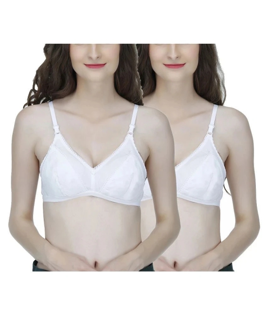 Elina Pack of 2 Cotton Non Padded Womens T-Shirt Bra ( White ) - 38B