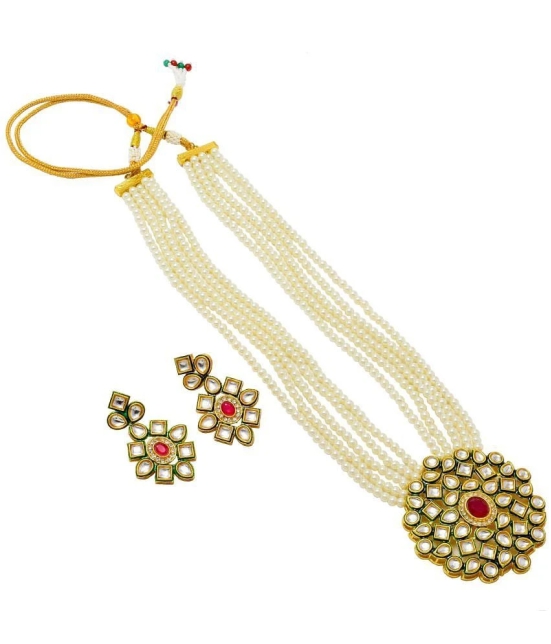 Jewar Mandi - Beige Brass Necklace Set ( Pack of 1 ) - Beige