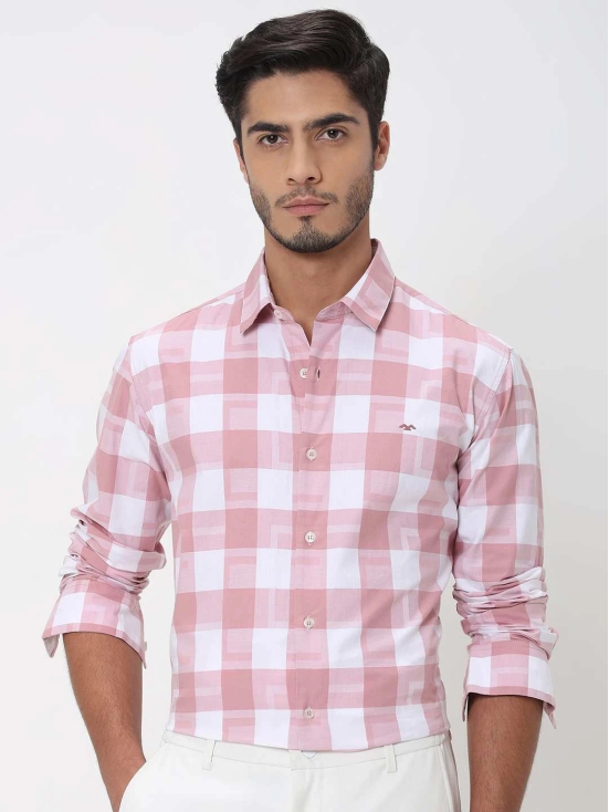 Pink Large Check Slim Fit Casual Shirt