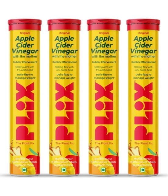 The Plant Fix Plix Apple Cider Vinegar 15 Effervescent Tablet with mother Mango (4 x 15 Tablets)