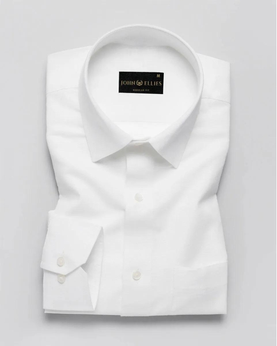 White Linen Regular Fit Formal Shirt For Men''s-40 / M / Full Sleeve