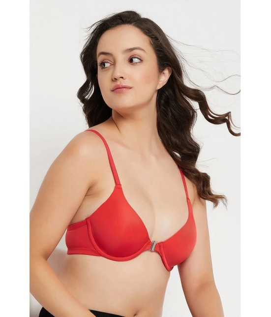 Clovia Pack of 1 Nylon Heavily Padded Womens Plunge Bra ( Red ) - None