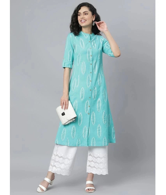 Stylum - Turquoise Rayon Womens Front Slit Kurti ( Pack of 1 ) - None