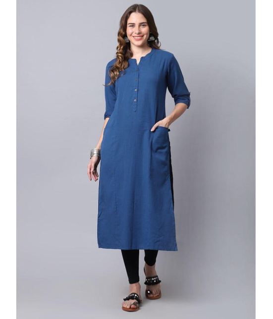 Pistaa - Blue Cotton Women's Straight Kurti ( Pack of 1 ) - None