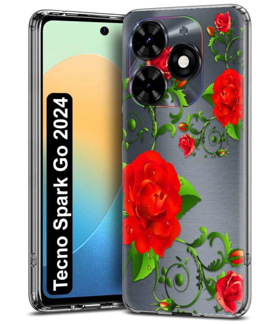 Fashionury Multicolor Printed Back Cover Silicon Compatible For Tecno Spark Go 2024 ( Pack of 1 )