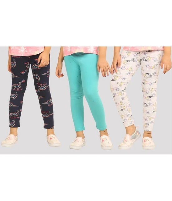 Ariel - Beige Cotton Girls Leggings ( Pack of 3 ) - None