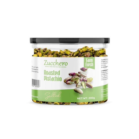 Zucchero Roasted Pistachio[with Shell], Lightly Salted, 200g | Oil-Free Roasting |Slow baked Nuts | Earthy Flavour | No Oil | Extra Large