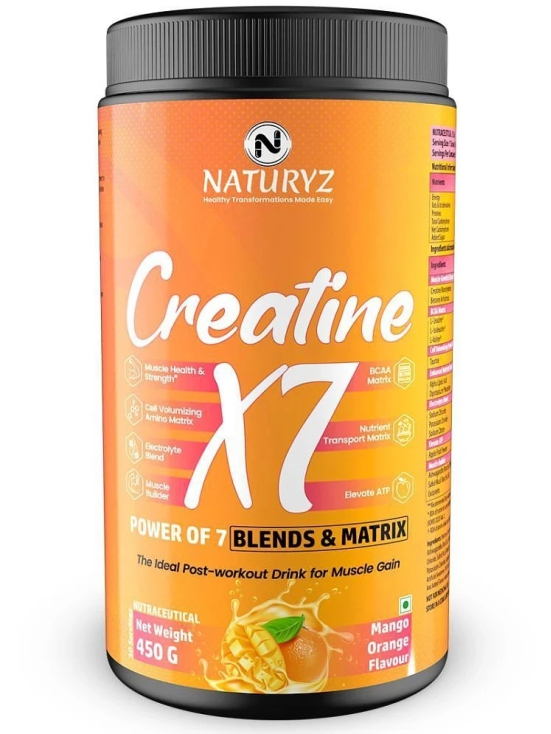 NATURYZ Creatine X7 Post Workout Supplement With 7 Blends & Matrix For Lean Body -450g(Mango Orange)