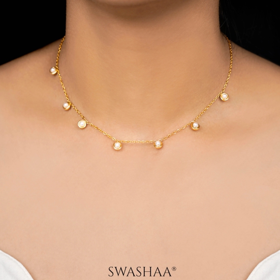 Uni Pearl 18K Gold Plated Necklace-Gold